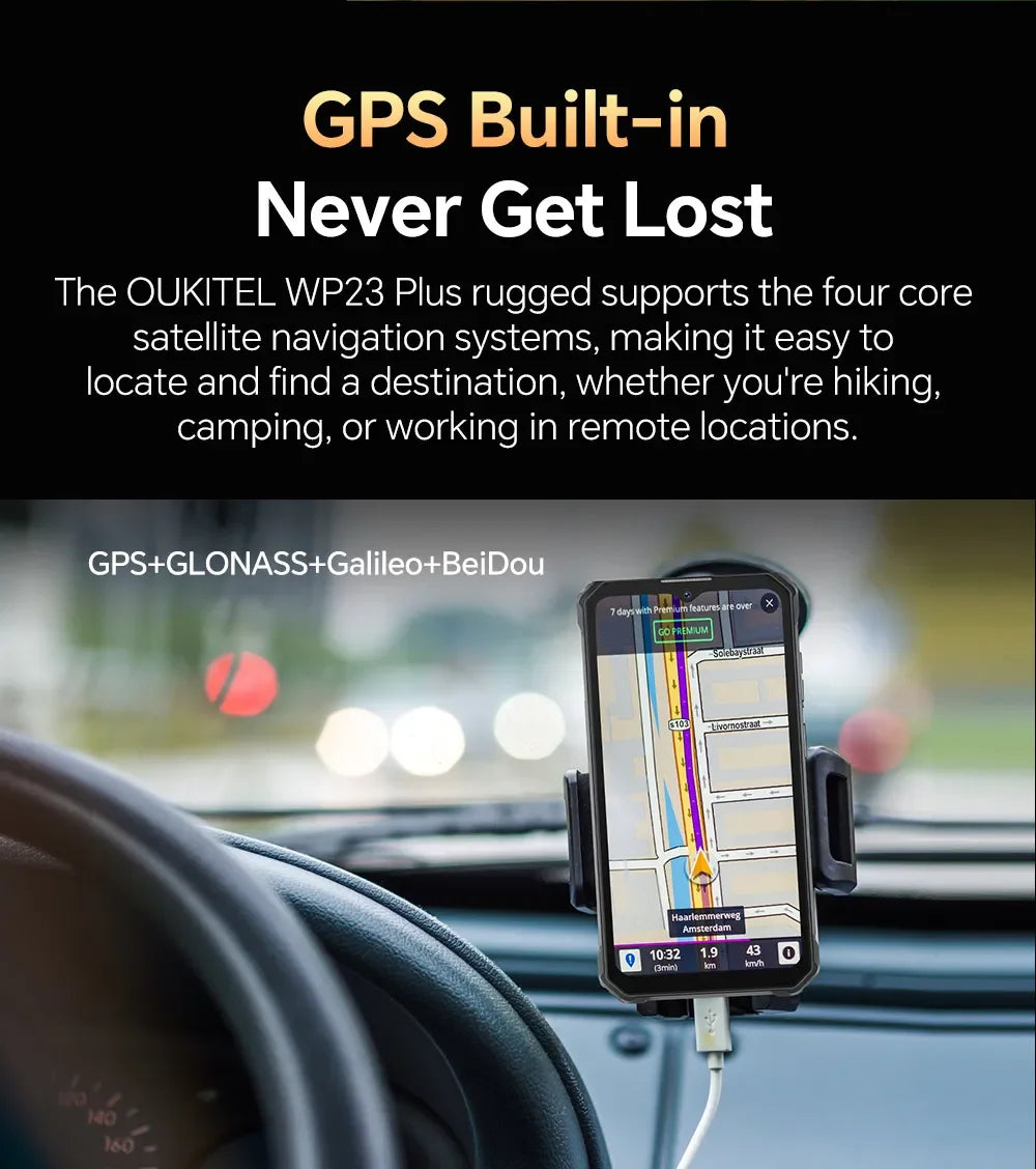 OUKITEL WP23 Plus Rugged Smartphone | 24GB+256GB, 10600mAh Battery, 6.52” Display, Android 14, IP68 Waterproof & Shockproof