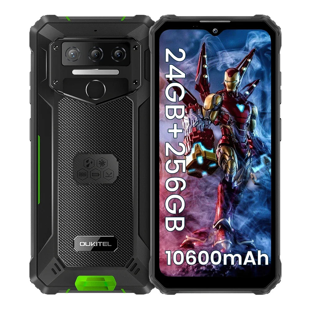 OUKITEL WP23 Plus Rugged Smartphone | 24GB+256GB, 10600mAh Battery, 6.52” Display, Android 14, IP68 Waterproof & Shockproof