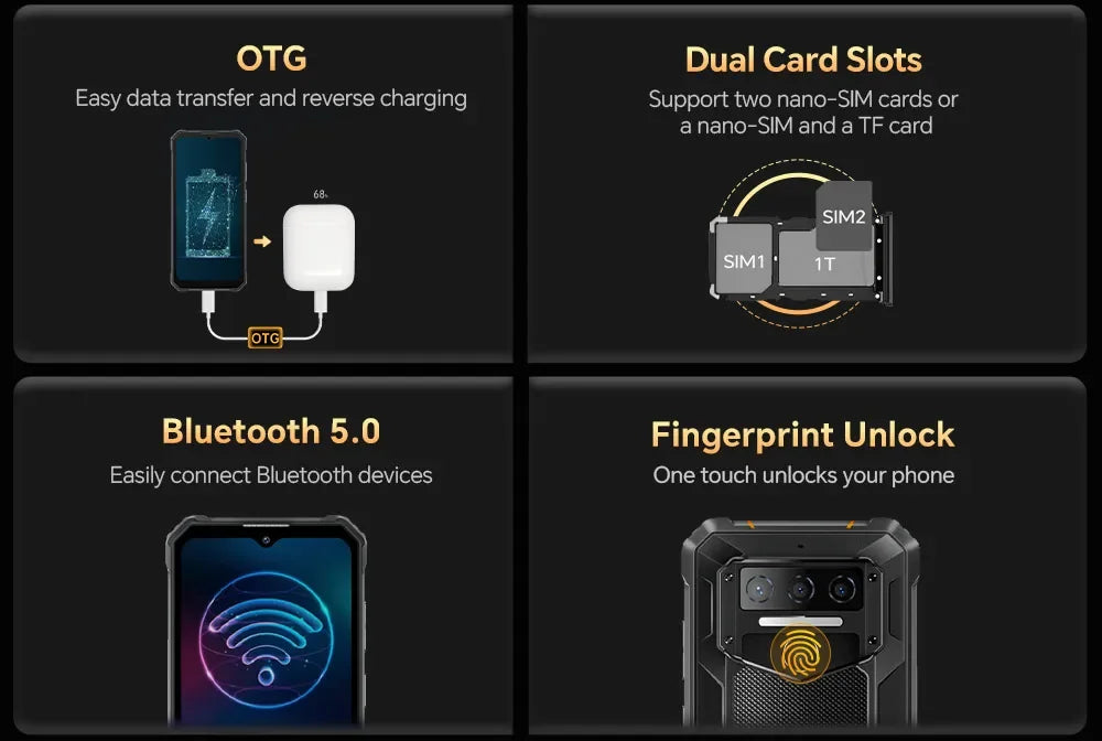 OUKITEL WP23 Plus Rugged Smartphone | 24GB+256GB, 10600mAh Battery, 6.52” Display, Android 14, IP68 Waterproof & Shockproof