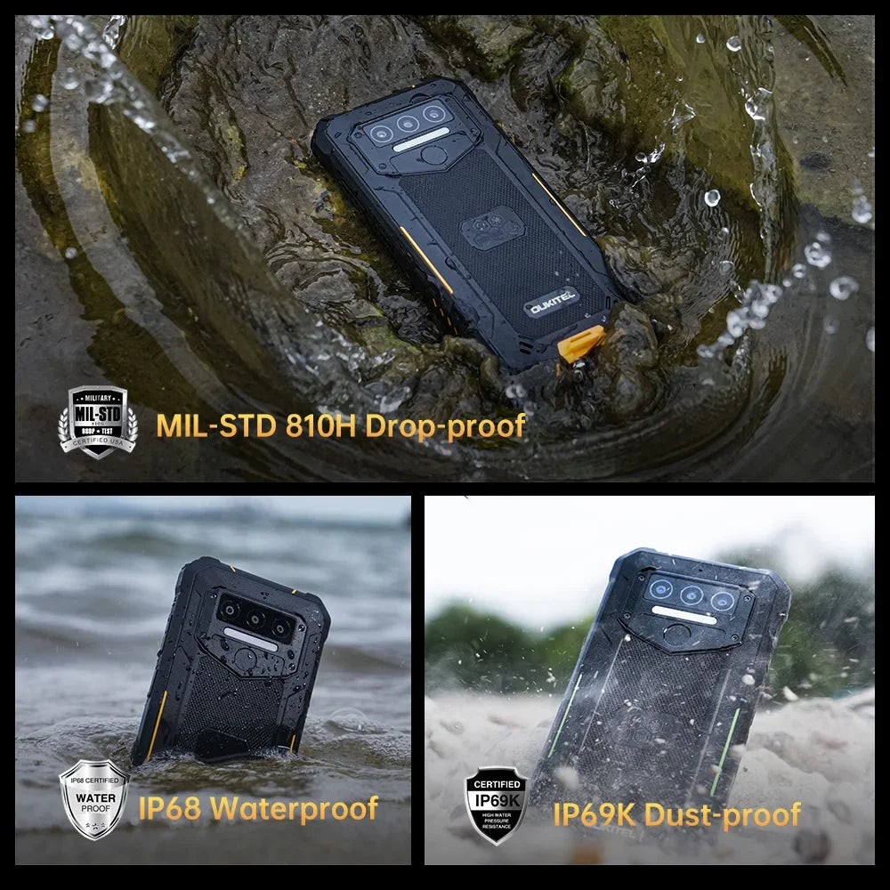 OUKITEL WP23 Plus Rugged Smartphone | 24GB+256GB, 10600mAh Battery, 6.52” Display, Android 14, IP68 Waterproof & Shockproof