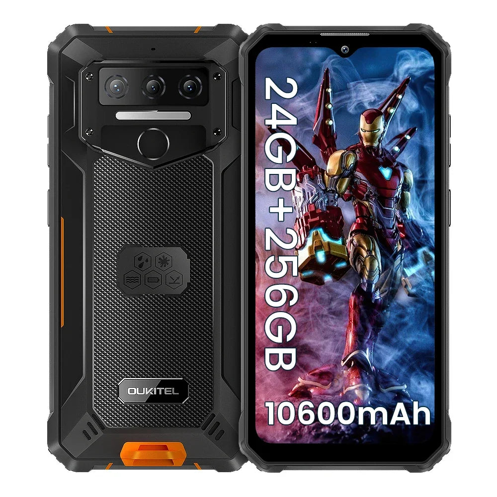 OUKITEL WP23 Plus Rugged Smartphone | 24GB+256GB, 10600mAh Battery, 6.52” Display, Android 14, IP68 Waterproof & Shockproof