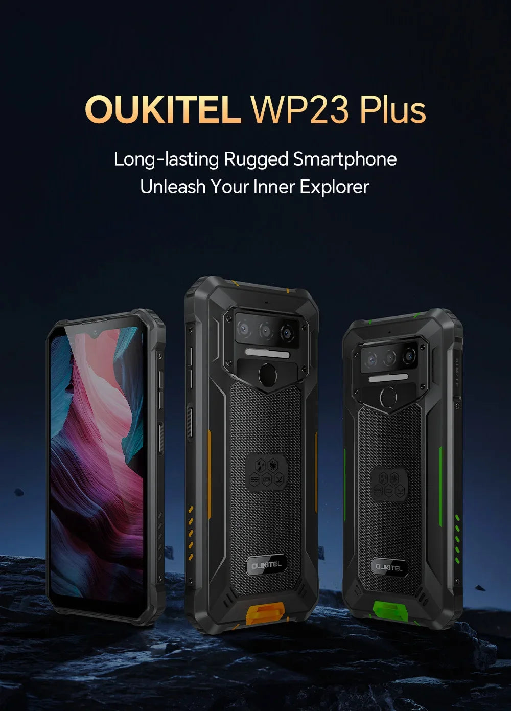 OUKITEL WP23 Plus Rugged Smartphone | 24GB+256GB, 10600mAh Battery, 6.52” Display, Android 14, IP68 Waterproof & Shockproof