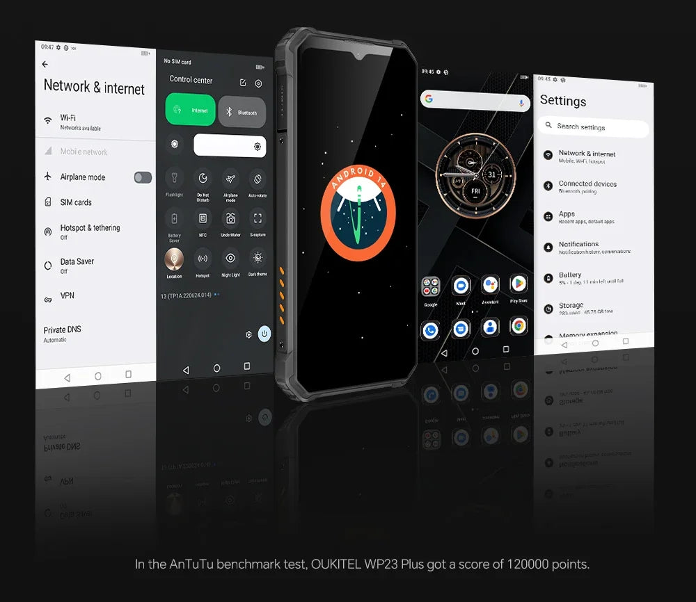 OUKITEL WP23 Plus Rugged Smartphone | 24GB+256GB, 10600mAh Battery, 6.52” Display, Android 14, IP68 Waterproof & Shockproof